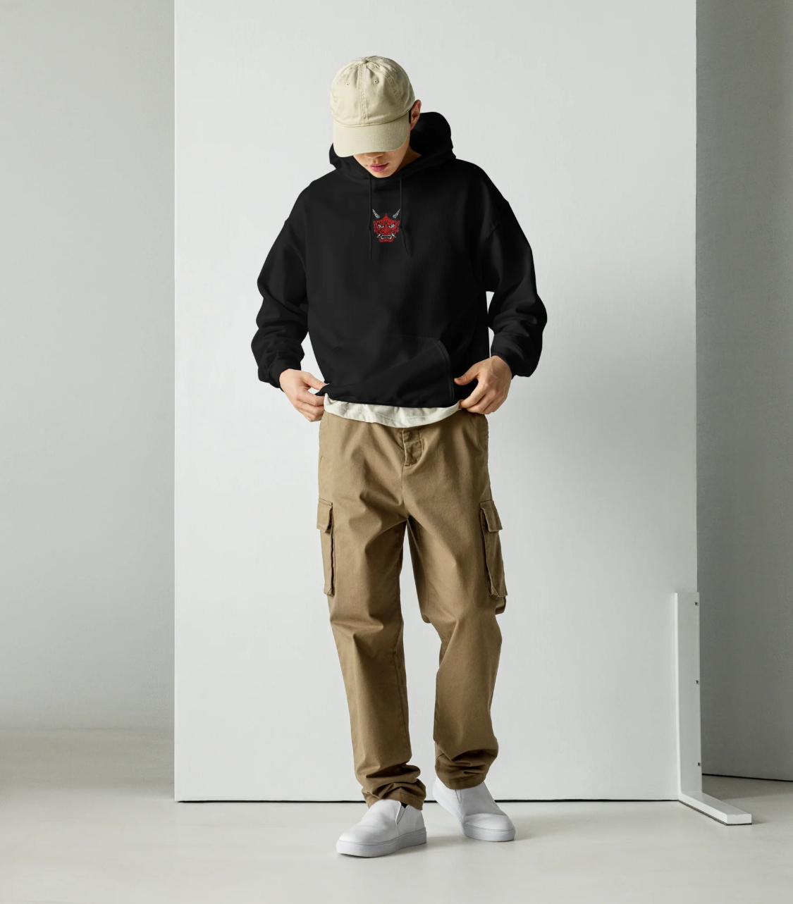 AJCS Embroidered Oni Mask Hoodie